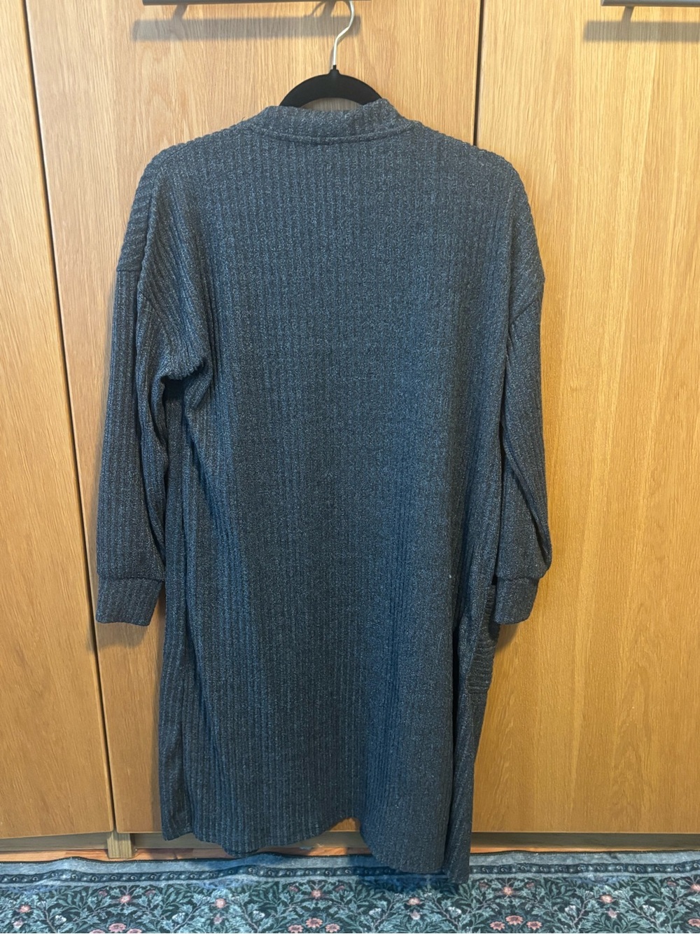 Joe Fresh Charcoal Ribbed Open Front Cardigan Coatigan